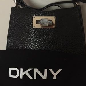 DKNY Handbag Purse Black French Grain Leather Cros